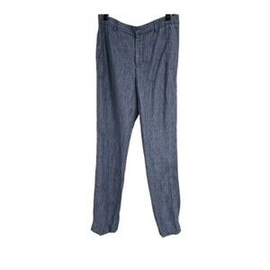 H&M Slim Fit 100% Linen Pants Blue Belted Pocket Men’s Size 32x30